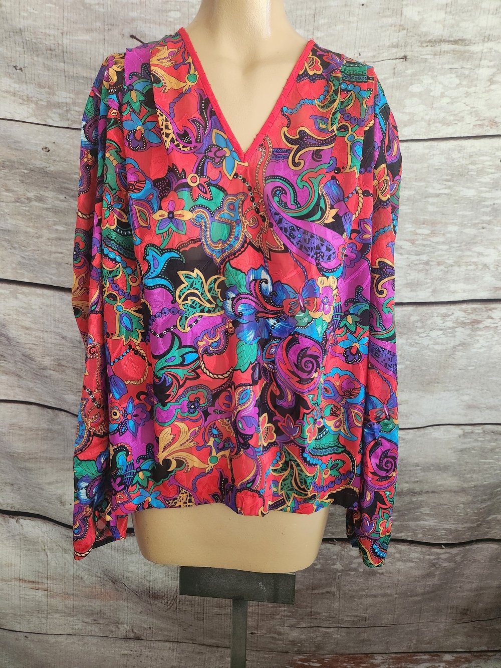Vibrant Multicolor Paisley V-Neck Blouse